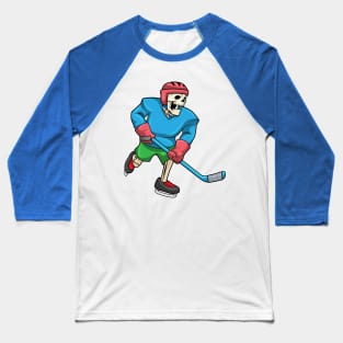 Skeleton at Ice hockey with Ice hockey stick Baseball T-Shirt